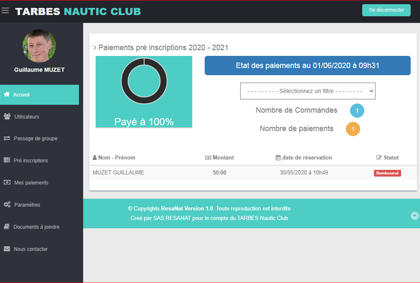 Plateforme de gestion d'adhérents