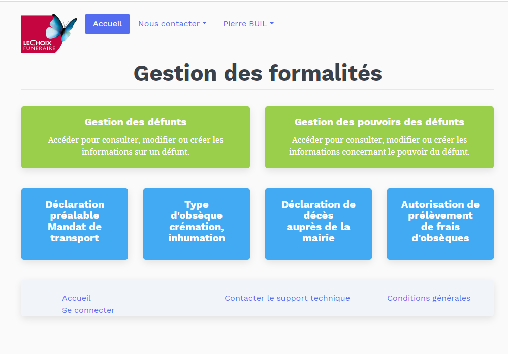Plateforme de gestion pompes funèbres